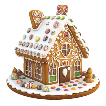 Gingerbread House on Transparent Background png