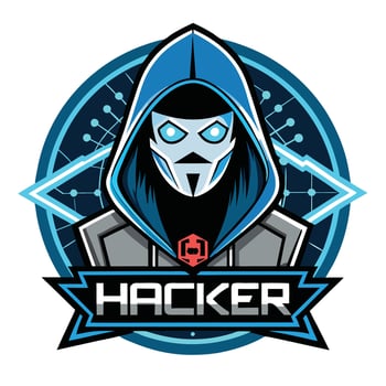 the hacker logo with a blue hoodie vector