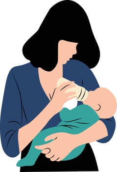 Mother and newborn baby breastfeed hand drawn vector