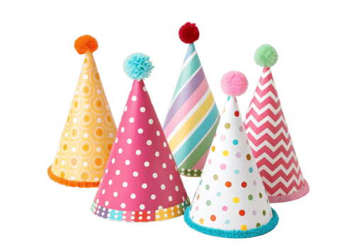 Colorful Party Hats Festive Birthday Cone Caps Celebration png