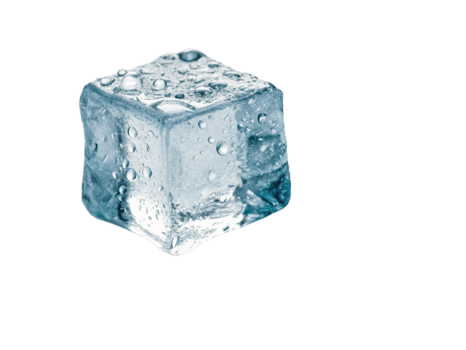 Single Ice Cube, Frozen Water, Crystal Clear, Cold Refreshment, Chilling, Melting, Water Droplets, D png