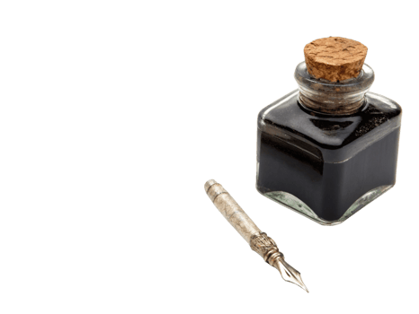 Antique Inkwell, Quill Pen, Writing, Vintage, Stationery, Classic, Calligraphy, Script, Black Ink, O png