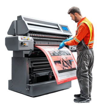 Person Printing Large Document with Large Printer png