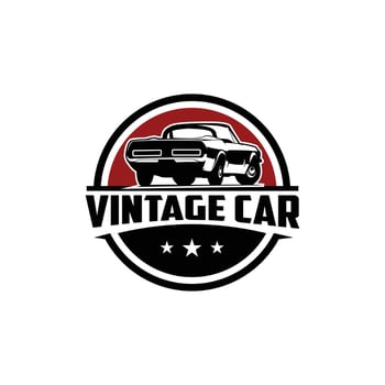 vintage mustang car convertible legend. isolated white background view from behind. best for logo, badge, emblem, icon, sticker design. vector