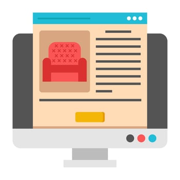A flat design icon of online furniture vector