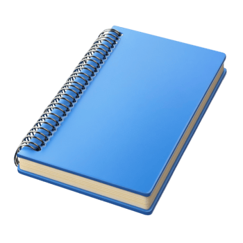 blue notebook on transparent background png