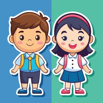 cartoon boy and girl school uniform, illustration vector