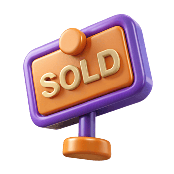 3D Render of a Sold Sign Orange and Purple png