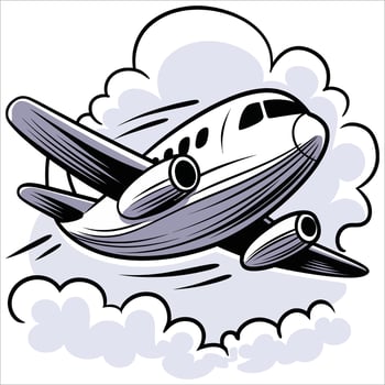 A cartoon airplane flying in the clouds vector