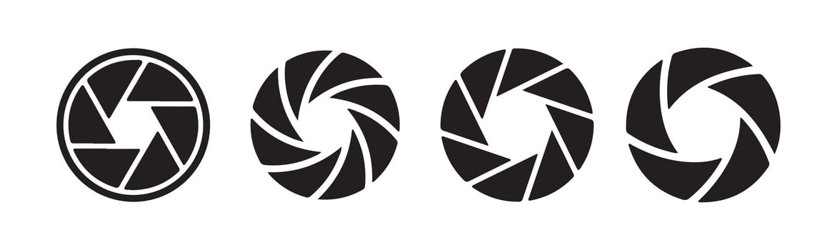 Black isolated symbol of camera lens shutter diaphragm aperture.illustration eps 10 vector