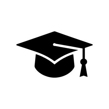 Graduation cap icon on black background png