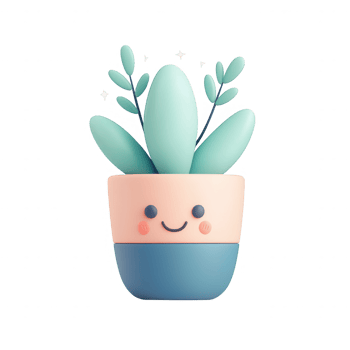 A cheerful potted plant with cute features, ideal for home decor and gardening. png