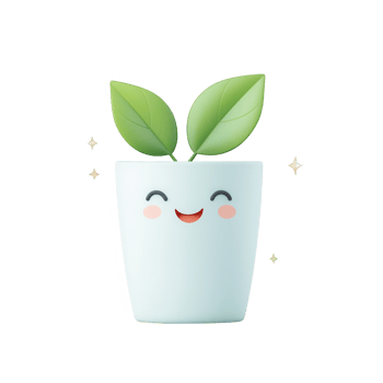 A cheerful smiling plant with vibrant green leaves in a cute pot. png