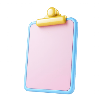 A vibrant clipboard with a blank surface, perfect for note-taking and organization. png