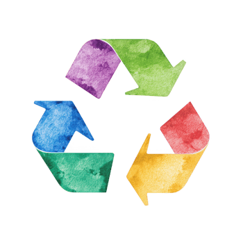 Colorful watercolor recycling symbol representing sustainability and eco-friendly practices. png