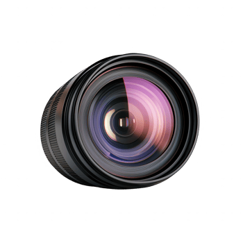 High-quality camera lens showcasing intricate details and vibrant lens colors. png