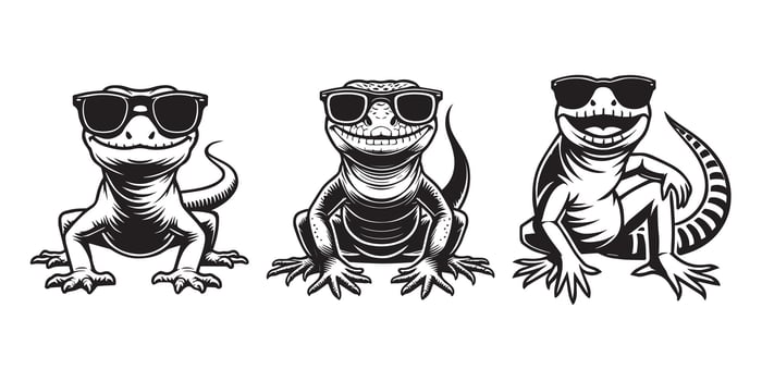 Collection of Joyful Lizard Clipart Art vector