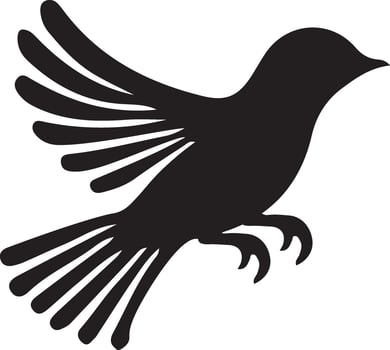 Silhouette of a Bird in Flight with Detailed Wings vector
