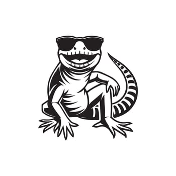 Fashionable Baby Lizard Sitting in Shades vector