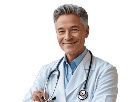 A smiling male doctor with a stethoscope png