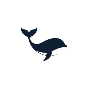 Minimalist Whale Illustration in Dark Blue Silhouette vector