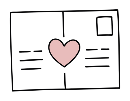 Love letter romantic postcard Valentines day card stamp cute heart drawing academia romance illustration decor retro girly preppy coquette aesthetic sticker design isolated transparent background png