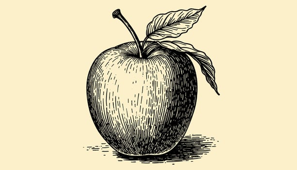 Vintage engraved illustration of an apple in detailed black and white style vector