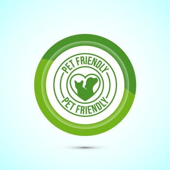 Pet friendly icon design illustration, Animal friendly label, badge, sign, symbol, Green Color Button Design vector