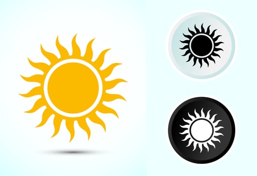 Sun icon design illustration, sunlight sign logo vector