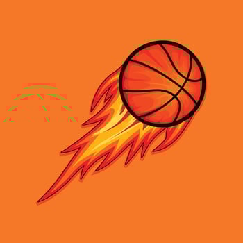 Basketball hits very speedly and fire on it vector