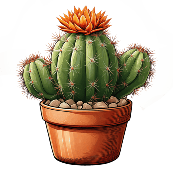 Cactus plant in pot on transparent background png