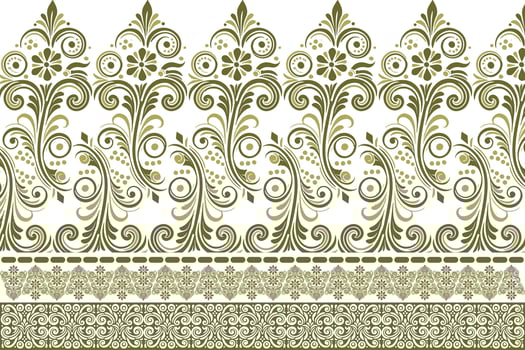 abstract seamless floral pattern with border design, featuring vintage botanical elements and ethnic geometric motifs for textiles, fabric, wallpaper, and fashion designs vector