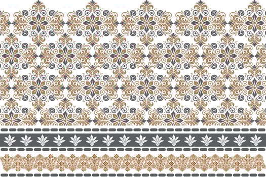 abstract seamless floral pattern with border design, vintage botanical motifs, and ethnic geometric elements for textiles, wallpaper, fashion, and fabric accessories vector