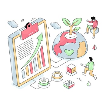 A isometric design illustration of global analytics vector