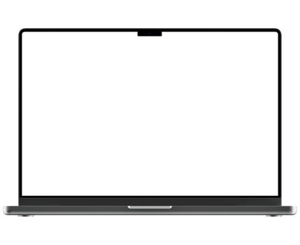 Black laptop mockup template. Transparent . Blank screen Frame only. png