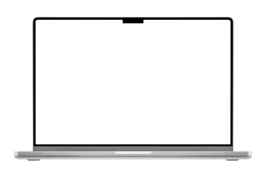 White laptop mockup template. Transparent . Blank screen Frame only. png