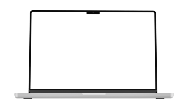 White laptop mockup template. Transparent . Blank screen Frame only. Front png