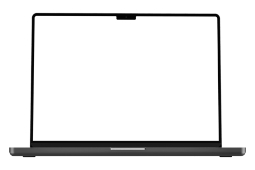Black laptop mockup template. Transparent . Blank screen Frame only. Front view png
