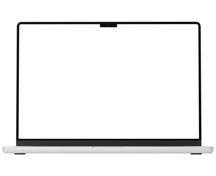 Silver laptop mockup template. Transparent . Blank screen Frame only. Front png