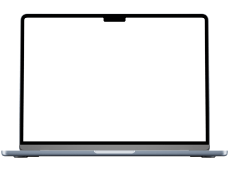 Dark blue laptop mockup template. Transparent . Blank screen Frame only. png