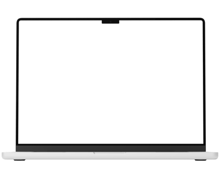 Silver laptop mockup template. Transparent . Blank screen Frame only. png