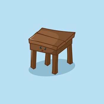 Cute wooden school table isolated on colorful background. vector