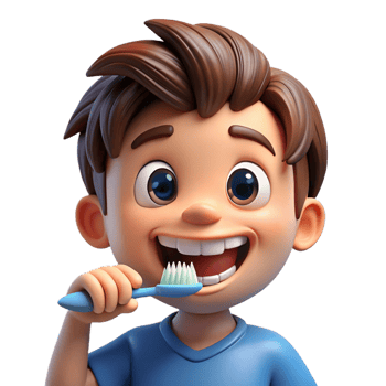 Cute Little Boy Brushing Teeth on His Own png