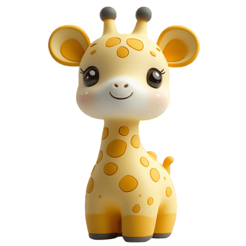 Cute Cartoon Giraffe with Smiling Expression and Rosy Cheeks png