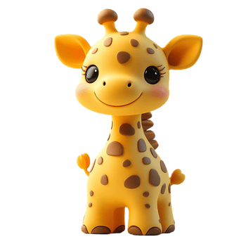 Cartoon Giraffe Standing on Transparent Background png
