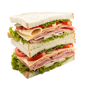 classic club sandwich with layers high-quality transparent image, ideal for menus, food concepts, png