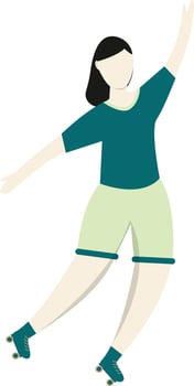 Young Girl Playing Roller Skating vector