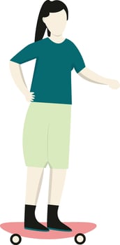 Young Girl Playing Skateboard vector