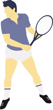 Young Man Tennis Player in Flat Design vector