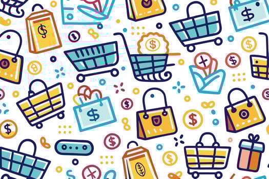 shopping seamless pattern with colorful icons vector